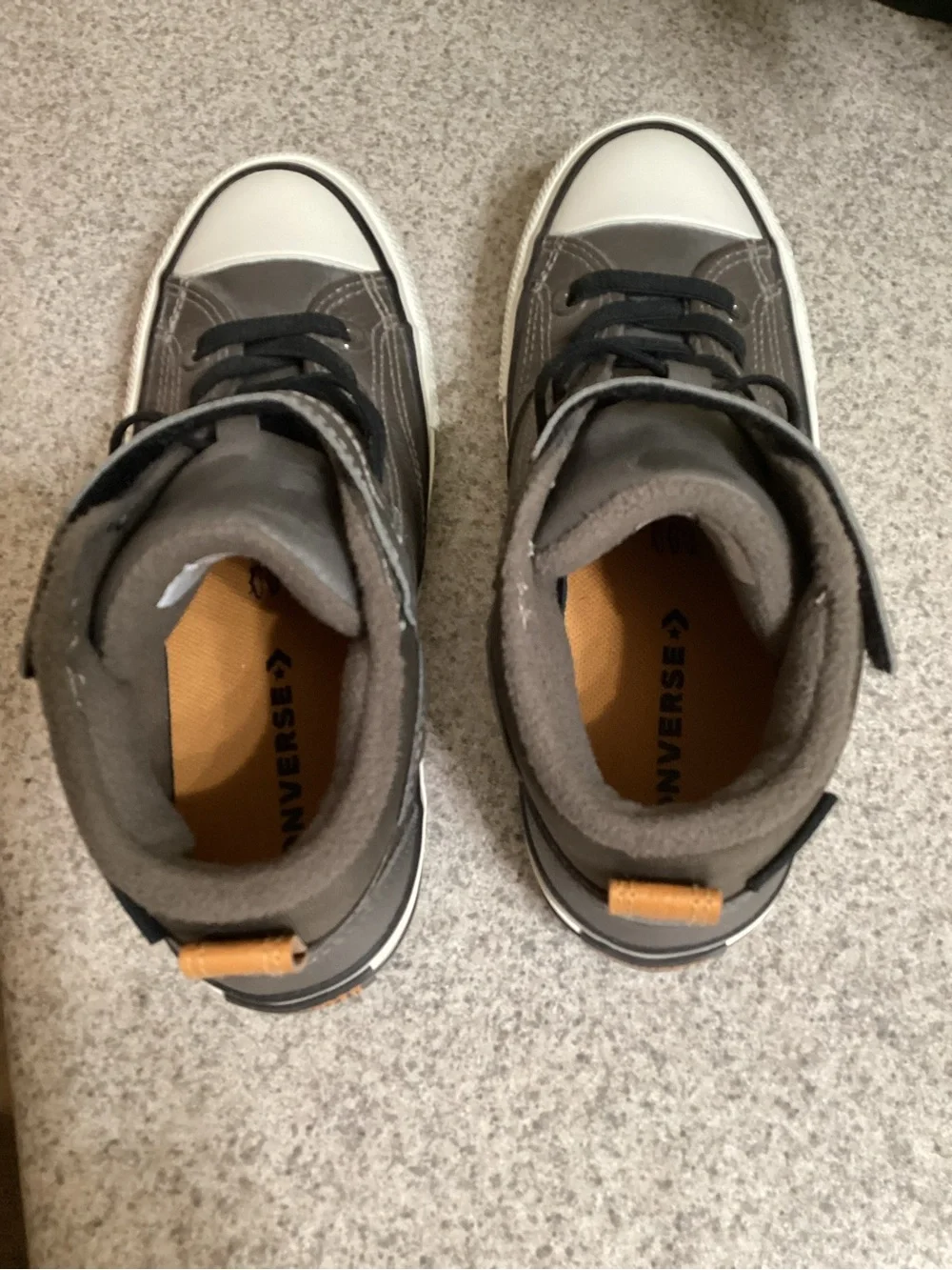 Converse Kids Gray High-Top Sneakers with Orange Heel Tab